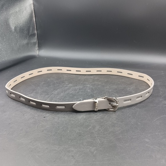 Steve Madden Skinny Belt w Silver Buckle Light Gray Classic Women's 38x.75" NWOT - Picture 4 of 12